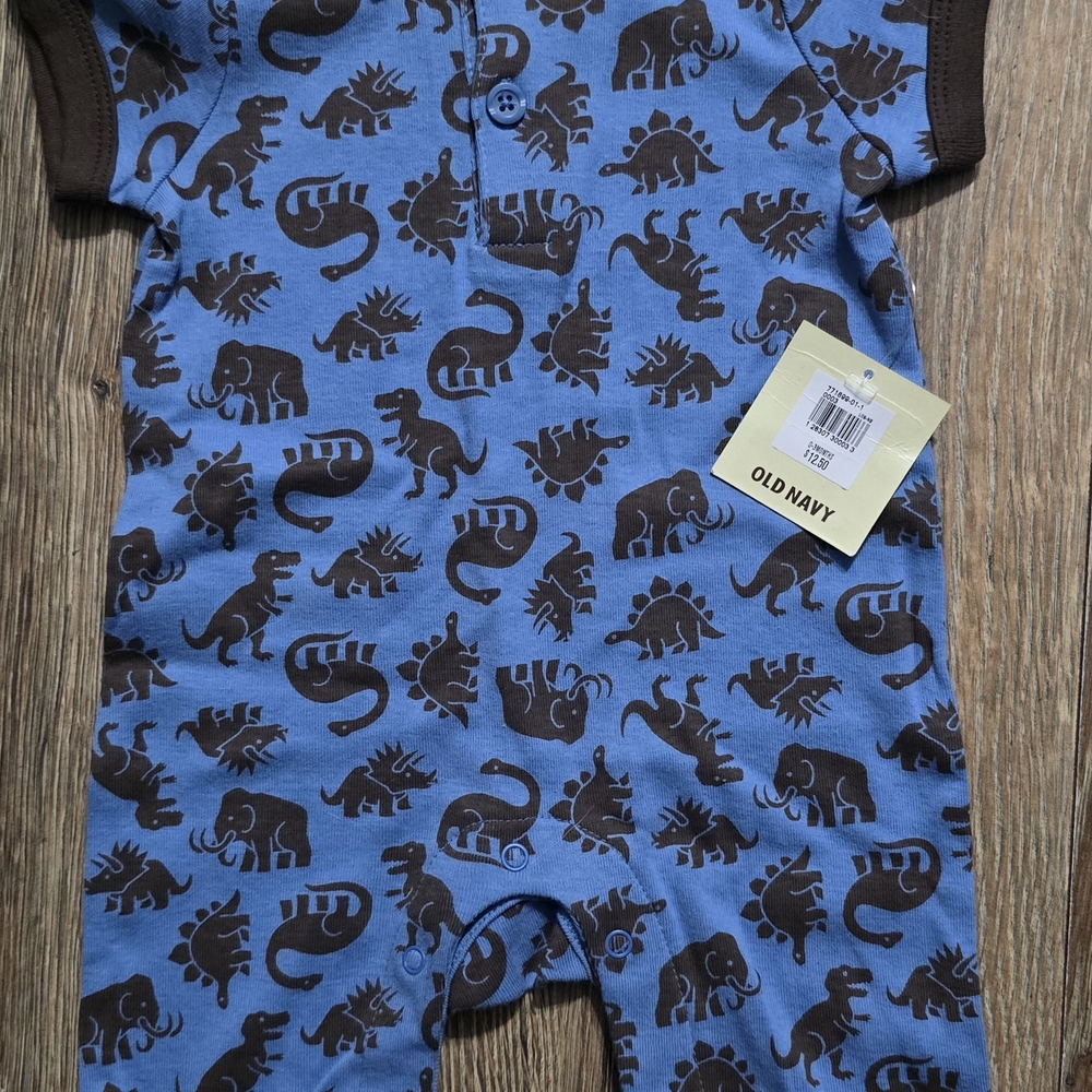 Old Navy Blue Dinosaur Print Baby Romper